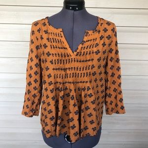 VANESSA VIRGINIA Mustard Patterned Blouse